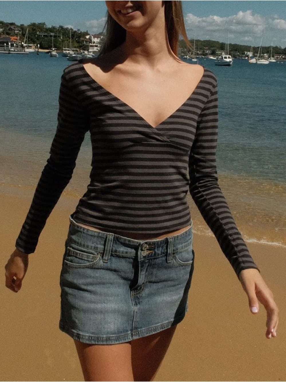 Brandy Melville Striped Amara long sleeve top